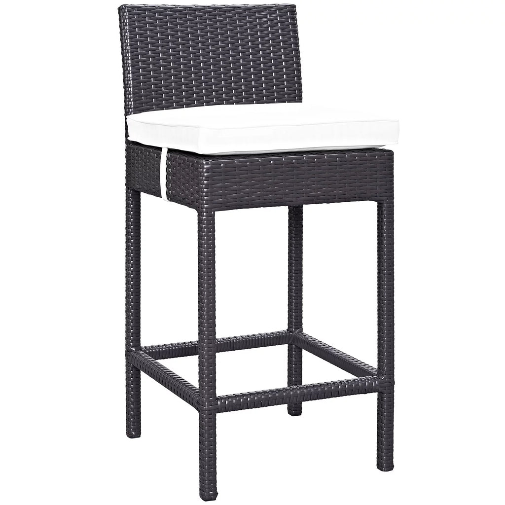 White Rattan 5 Pc Outdoor Patio Bar Table and Chairs Set H86763