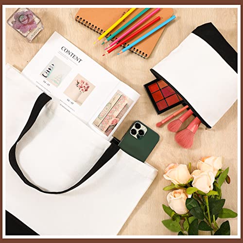 20 Pcs Large Blank Canvas Tote Bags and Makeup Bags with Handles L6086