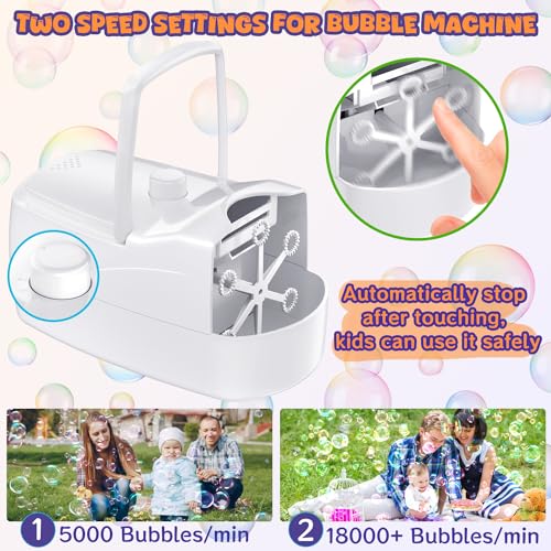 Automatic Bubble Machine with 2 Speeds and 6 Wands Y82017