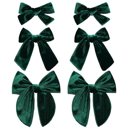 Red Velvet Ribbon Hair Bows 6PCS 3 Styles G4514