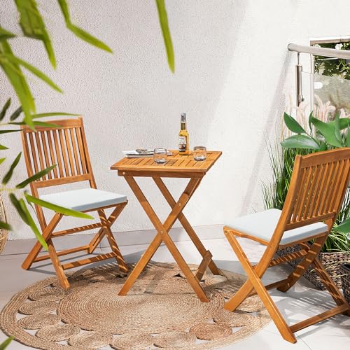 3 Piece Acacia Wood Folding Bistro Set X490