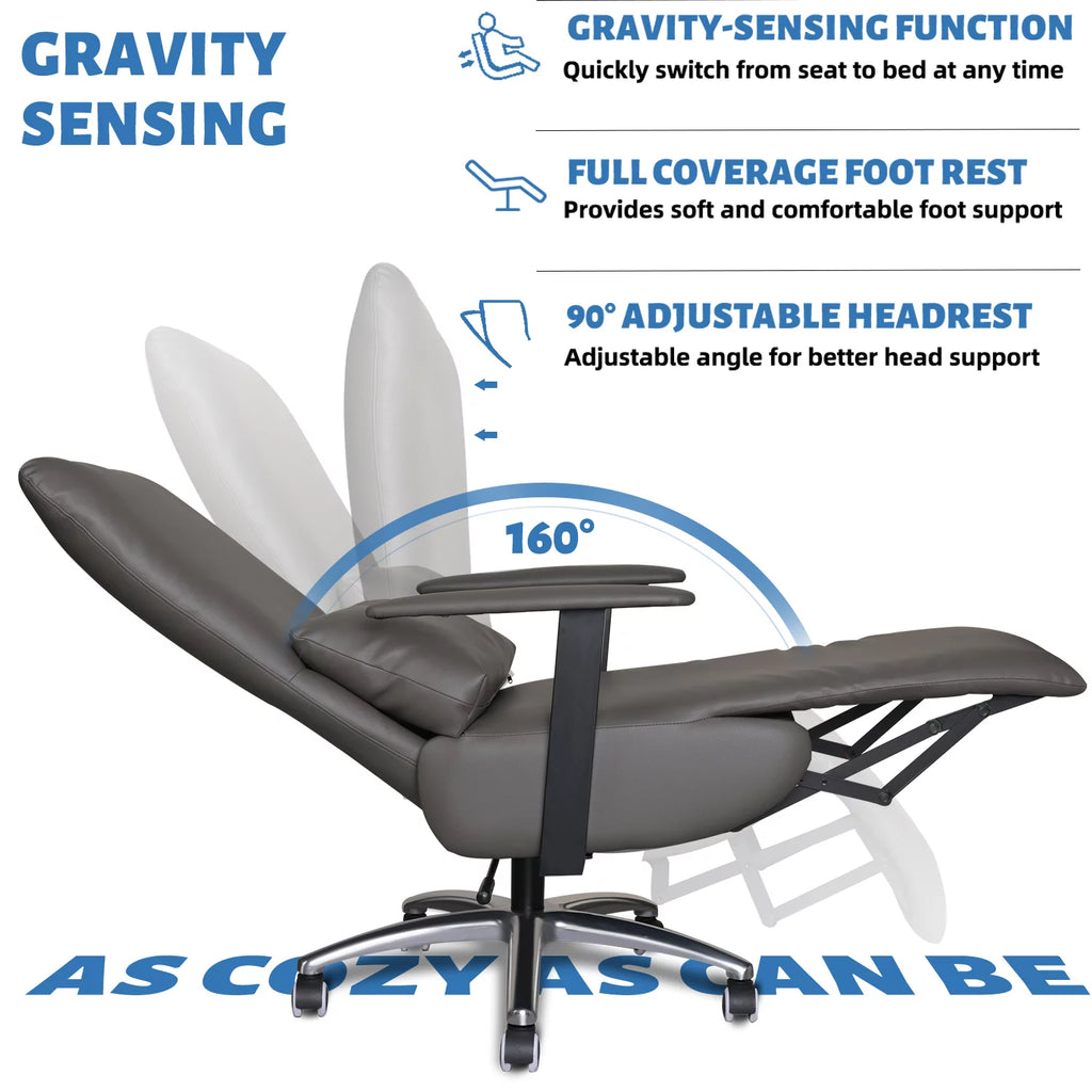 Darkgrey Ergonomic Office Chair with Foot Rest & Headrest N75405