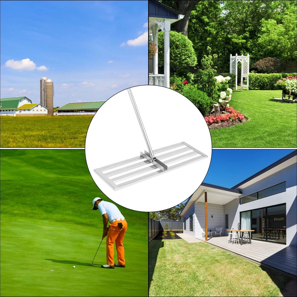 30 x 10in Stainless Steel Lawn Leveling Rake with 77 in Handle N563