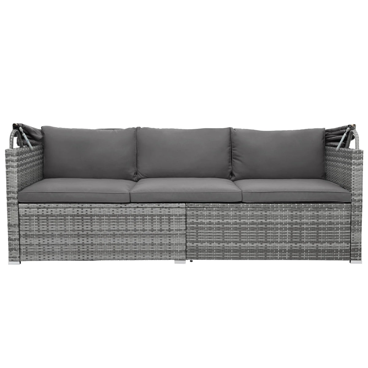 5 Pieces Rattan Sectional Sofa Set with Canopy and Side Table T956593