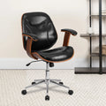 Black LeatherSoft Mid-Back Ergonomic Swivel Office Chair with Arms Y14950