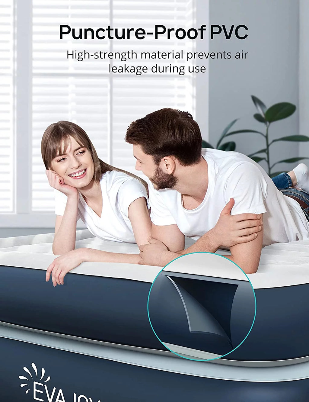 Full Size Air Mattress with Built in Pump 18'' Inflatable Blue T221163