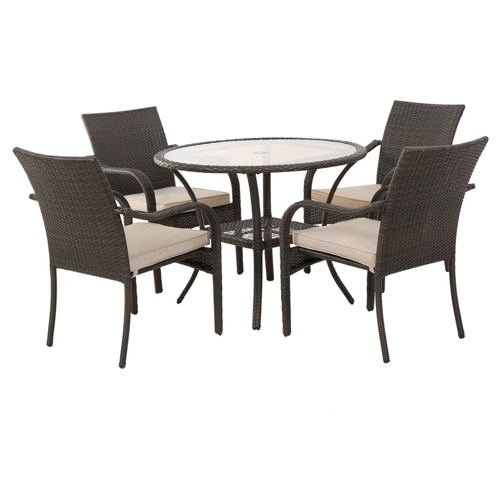 5 Piece Round Patio Dining Set with Cushion M886522