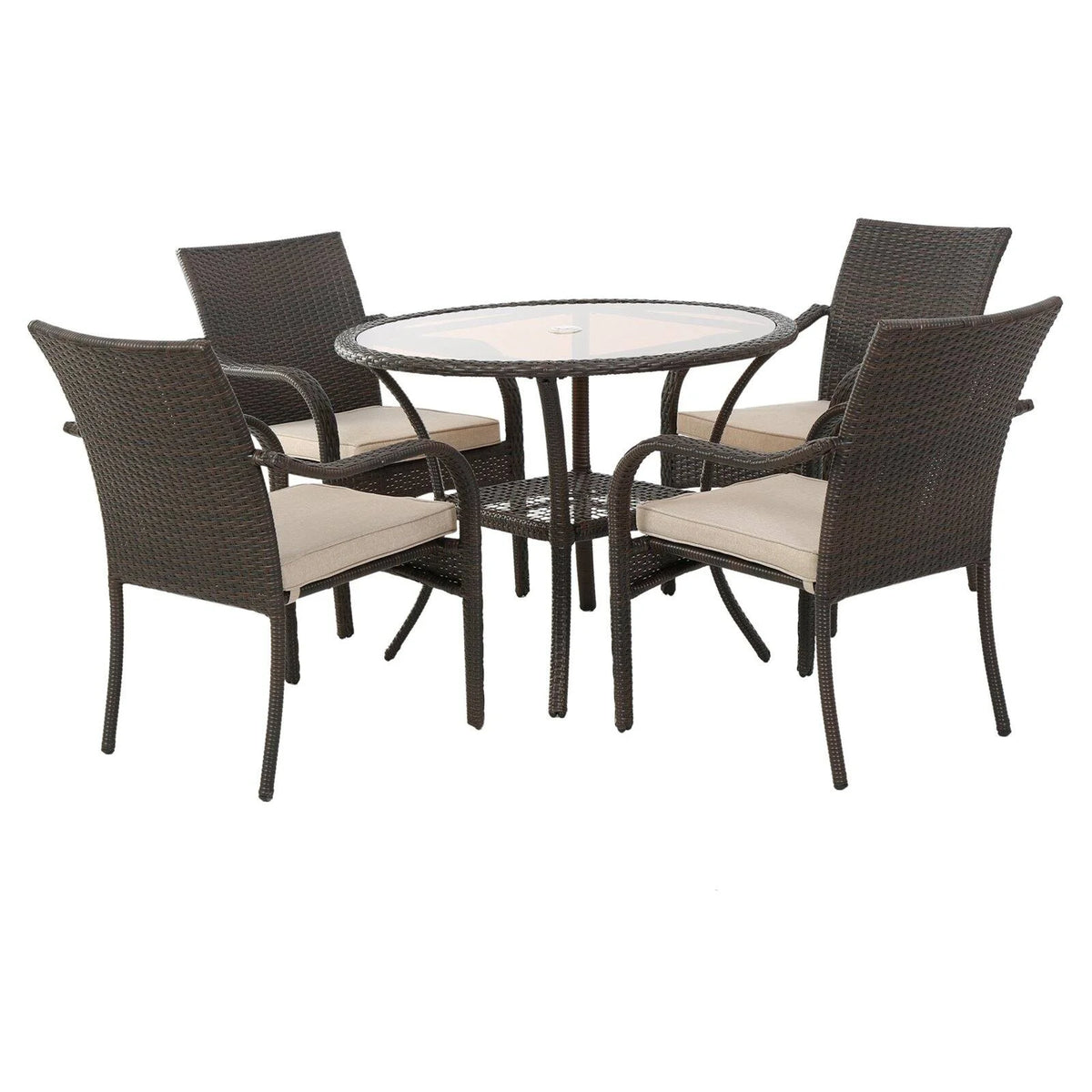 5 Piece Round Patio Dining Set with Cushion M886522