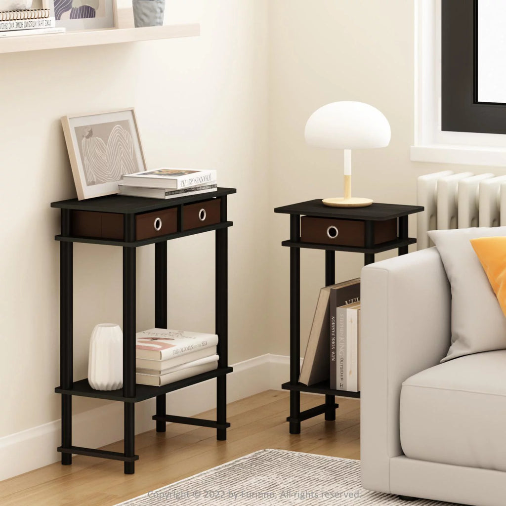 Espresso Brown Console Table with Bin A5332