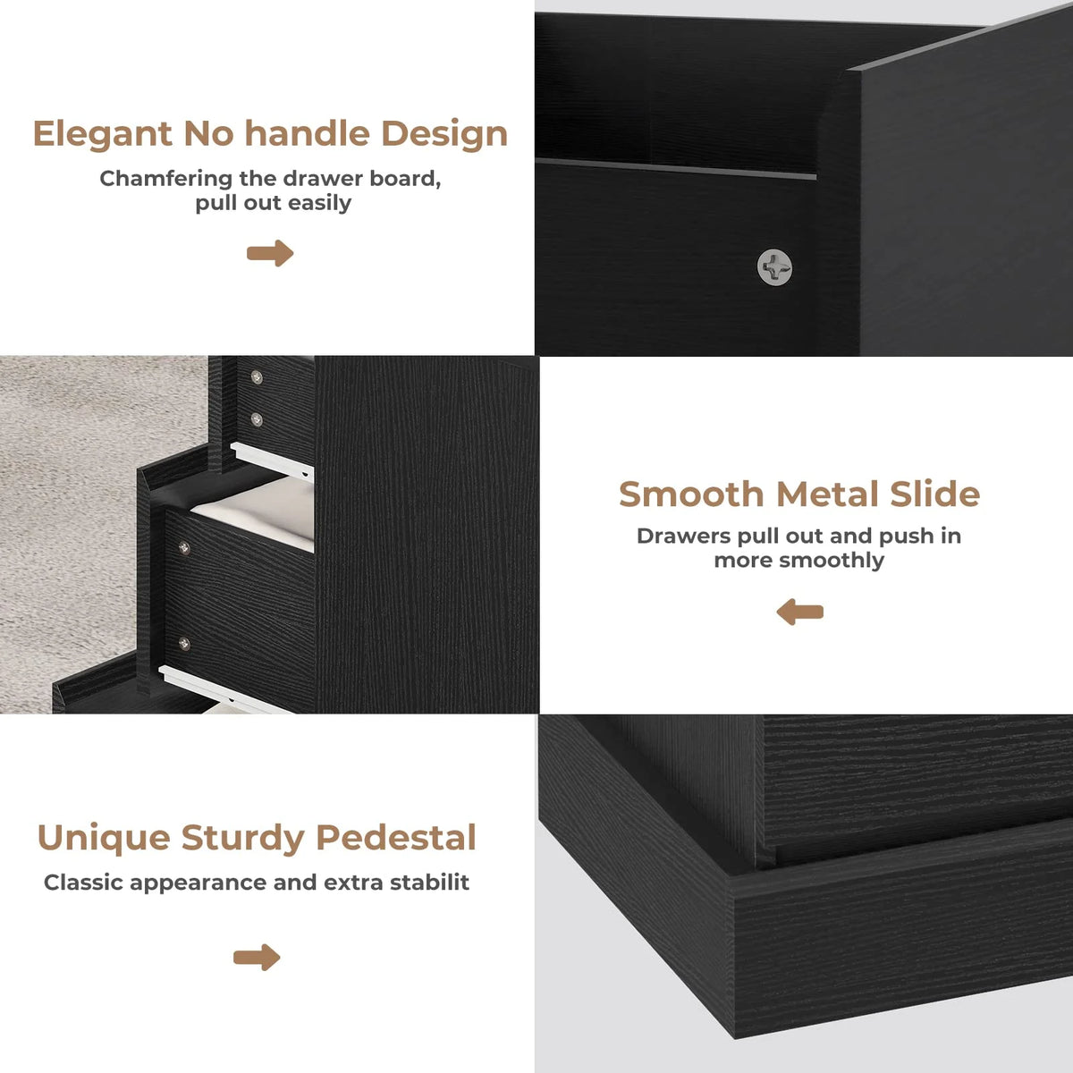Black 6 Drawer Wooden Dresser E502