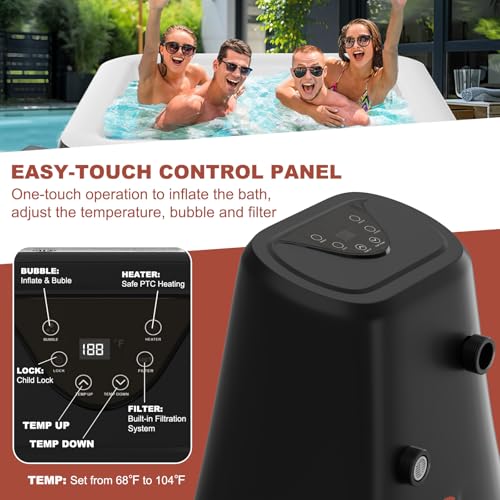 4-6 Person Inflatable Hot Tub with 130 Bubble Jets U70721