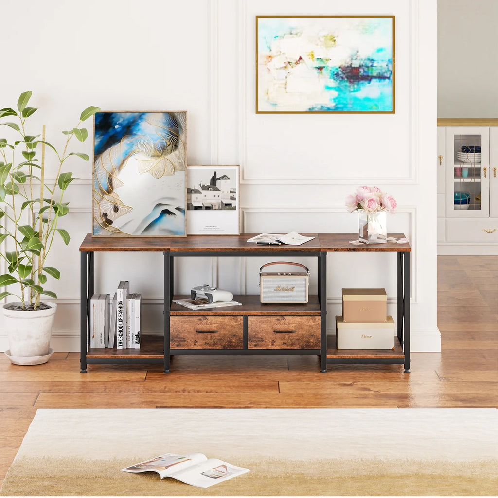 Rustic Brown TV Stand with Drawer for 55 60 65 Inch TV F95656