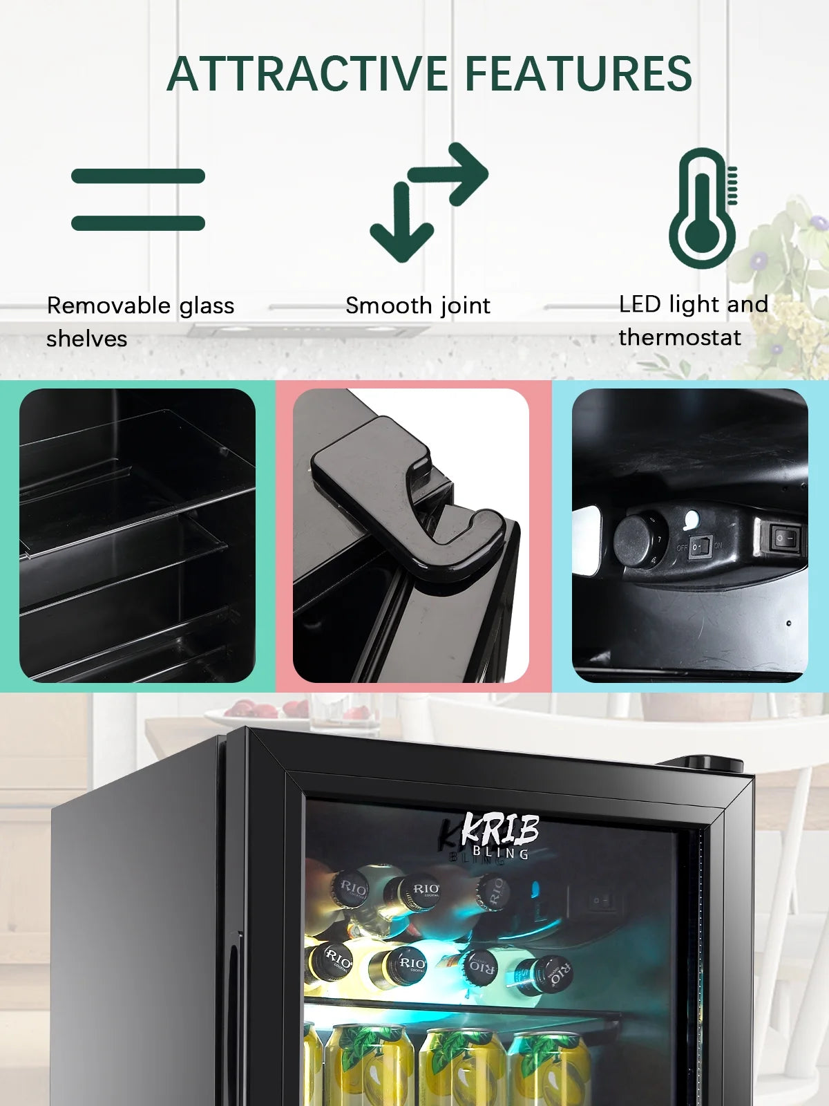 Black Beverage Refrigerator and Cooler for 120 Cans V79765