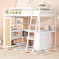 Twin Wood Loft Bed with Staircase, Desk and Wardrobe, Gray G5304