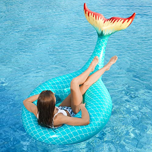 Inflatable Mermaid Tail Pool Float with Fast Valves Green T429
