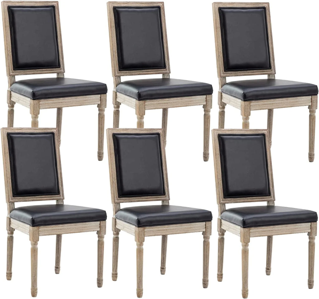 Black Leather Upholstered Dining Chairs Set of 6 V392685