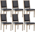 Black Leather Upholstered Dining Chairs Set of 6 V392685