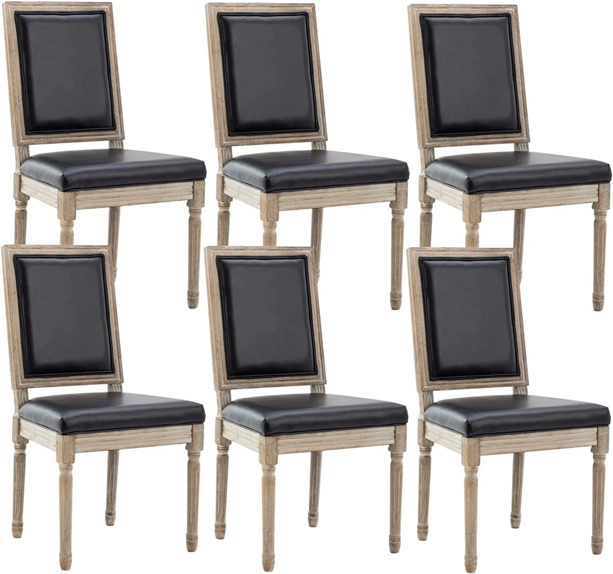 Black Leather Upholstered Dining Chairs Set of 6 V392685