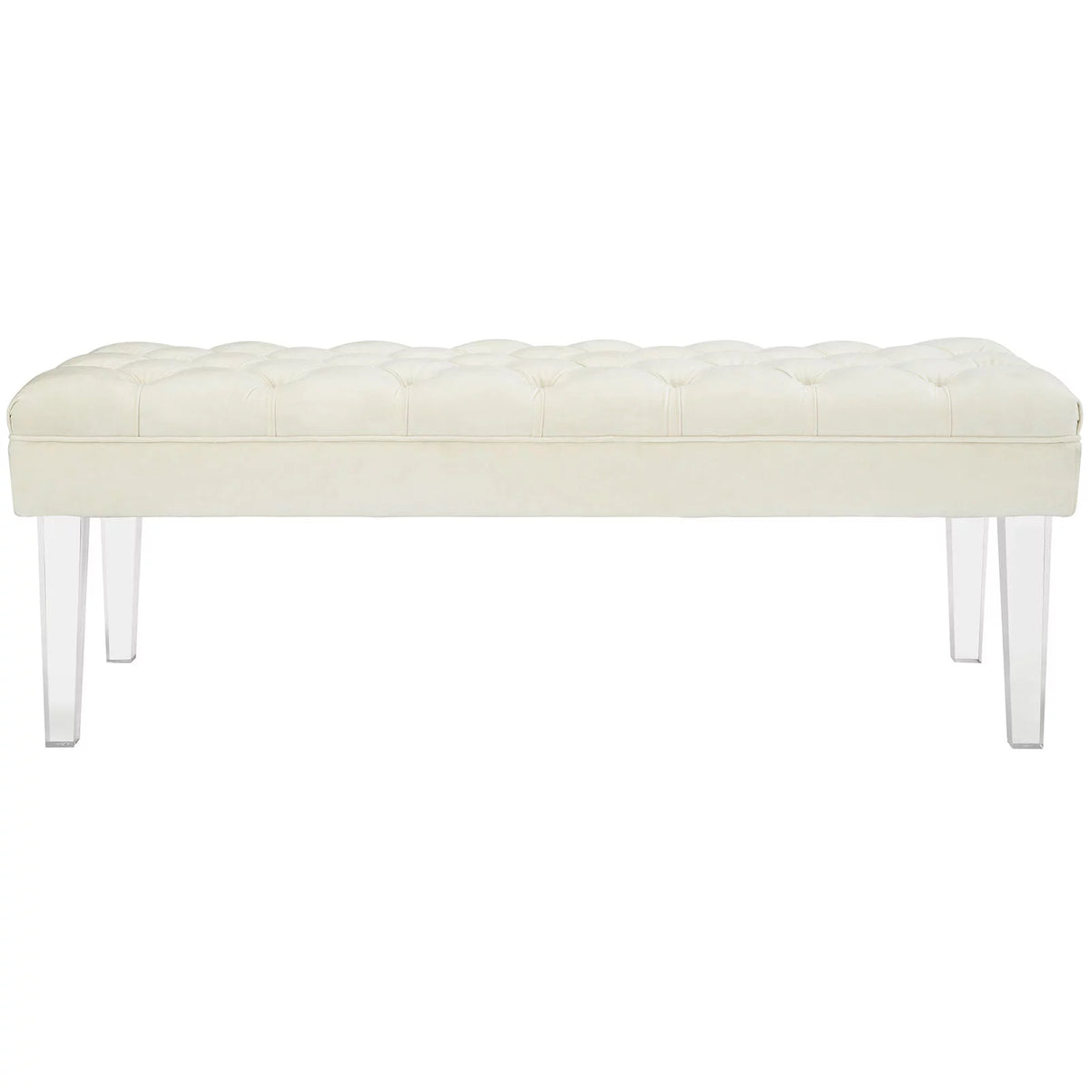 White Ivory Fabric Velvet Bench M95589