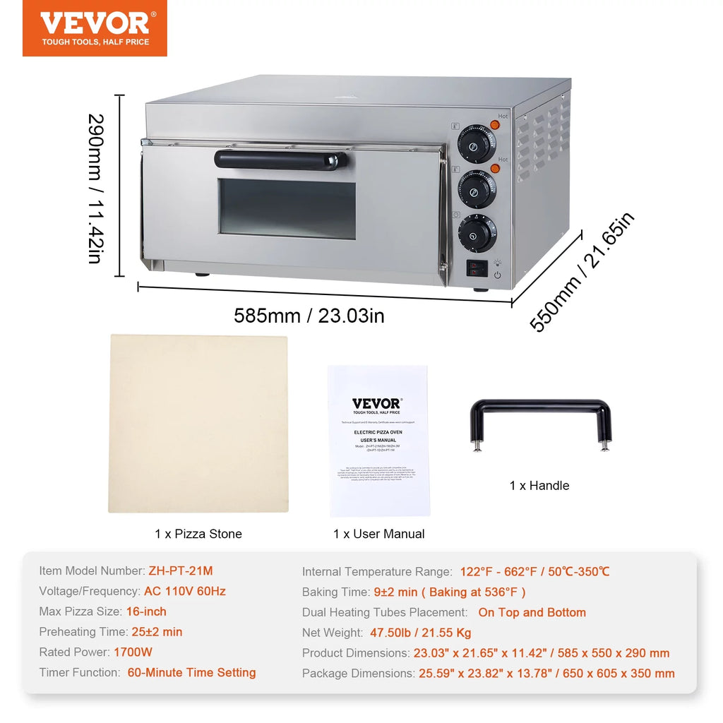 Electric Countertop Pizza Oven 16-inch 1700W H56816