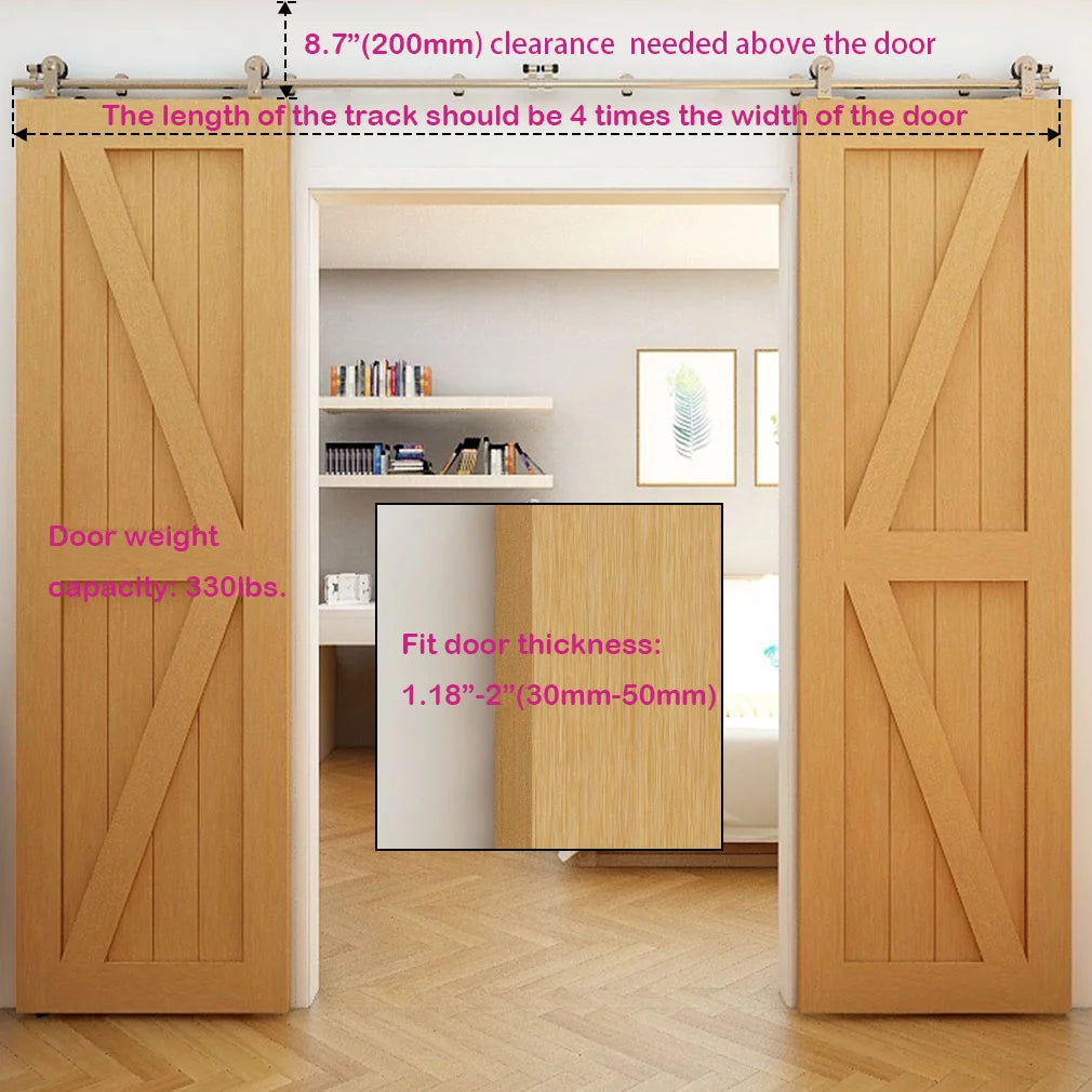 14Ft Stainless Steel Sliding Barn Door Hardware Kit B40270