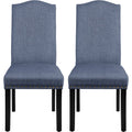 Fabric Upholstered Dining Chair Set of 2 Blue Q84361