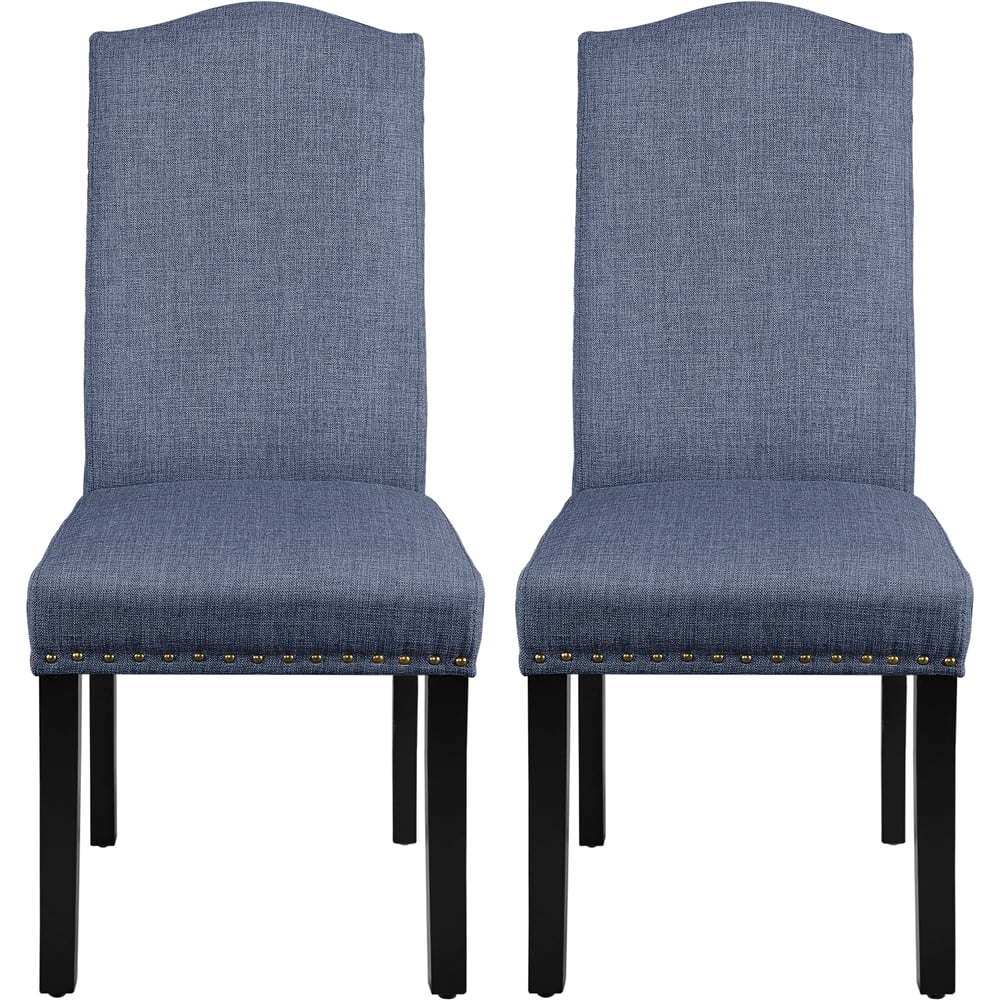 Fabric Upholstered Dining Chair Set of 2 Blue Q84361