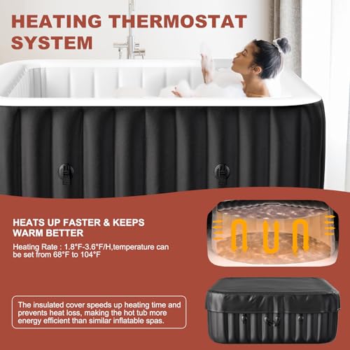 4-6 Person Inflatable Hot Tub with 130 Bubble Jets U70721
