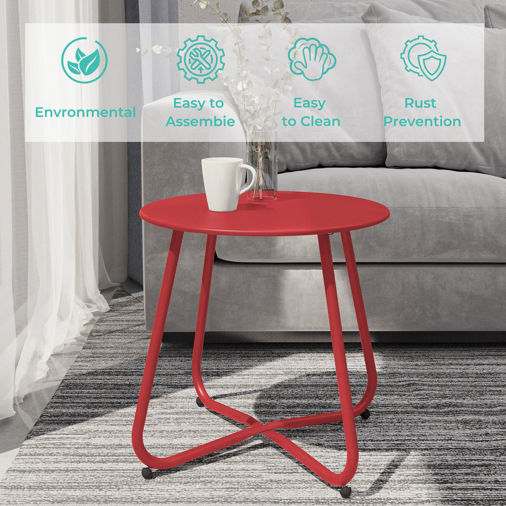 Steel Outdoor Side Table Red J45401