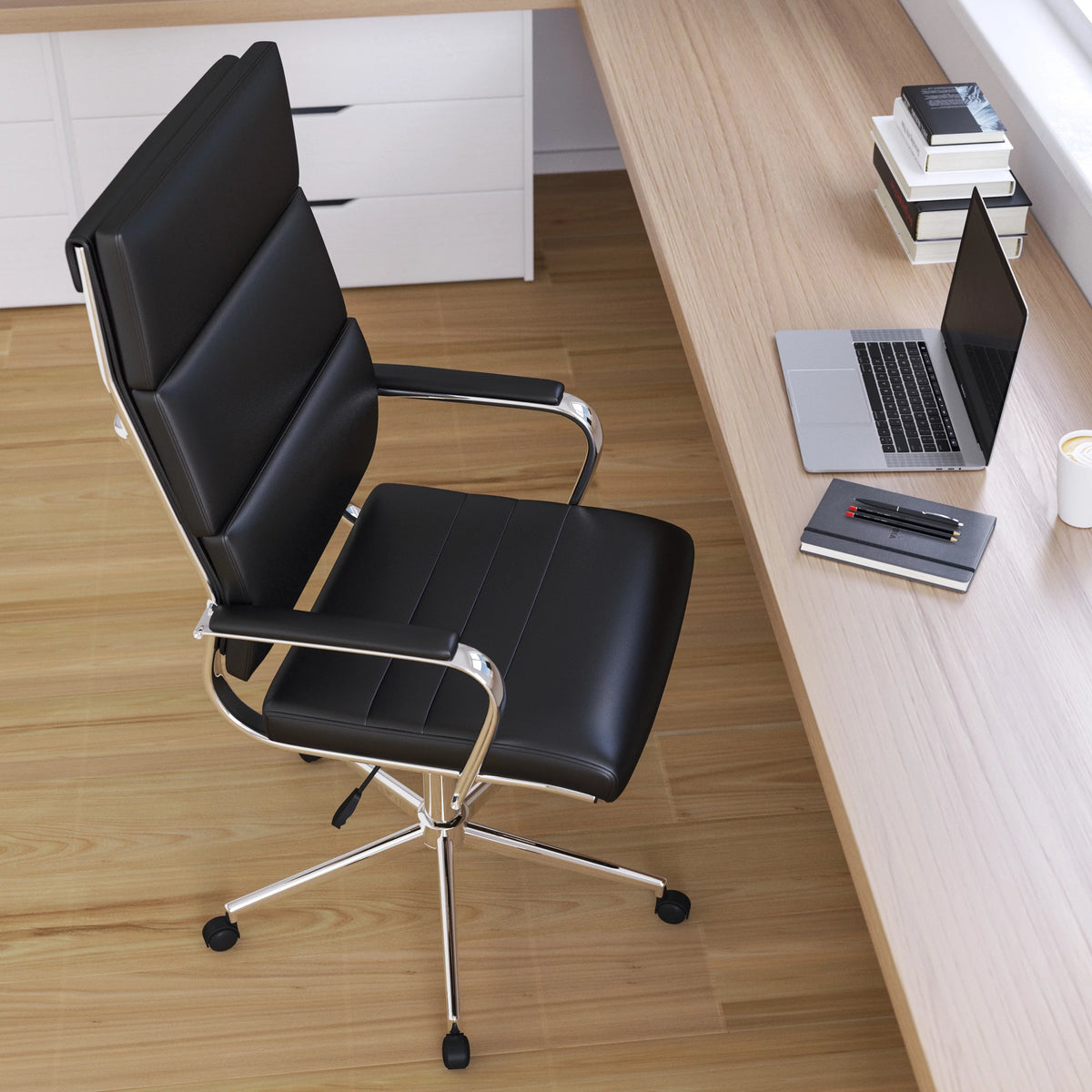 Black Ergonomic Faux Leather Office Chair Q183242
