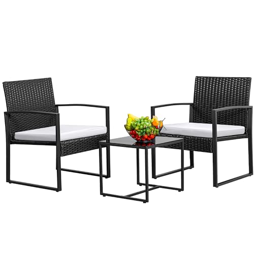 3 Piece Wicker Bistro Set with Coffee Table B6412