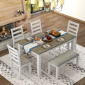 6-Piece Dining Table Set with 4 Upholstered Chairs and Bench J134