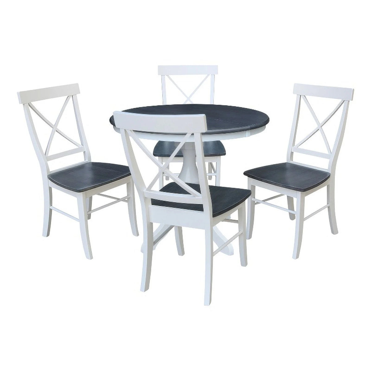 Round Wood Extension Dining Table with 4 Chairs F619737
