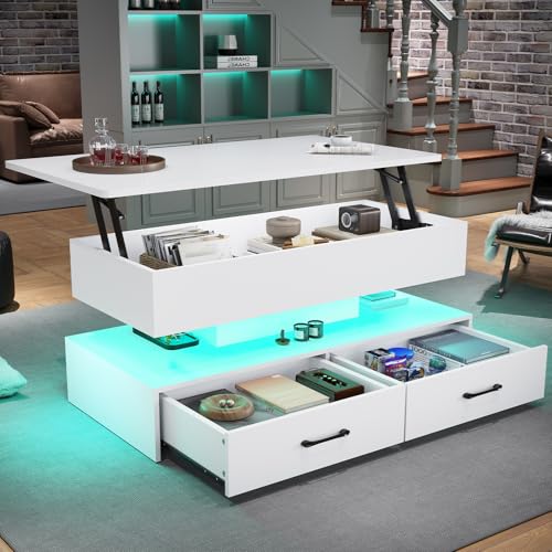40" Lift Top Coffee Table with Storage and 2 Drawers J6554