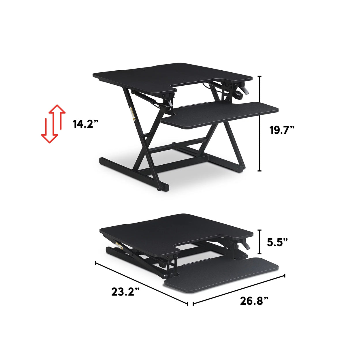 Black Height Adjustable Standing Desk Converter A647
