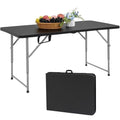 5 Foot White Folding Plastic Table with Carrying Handle Q383613
