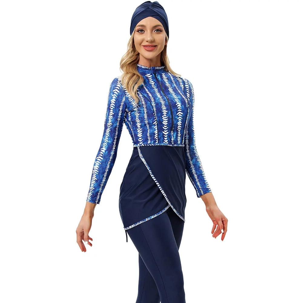 3 Pieces Long Sleeve Modest Swimwear Burkini V99606