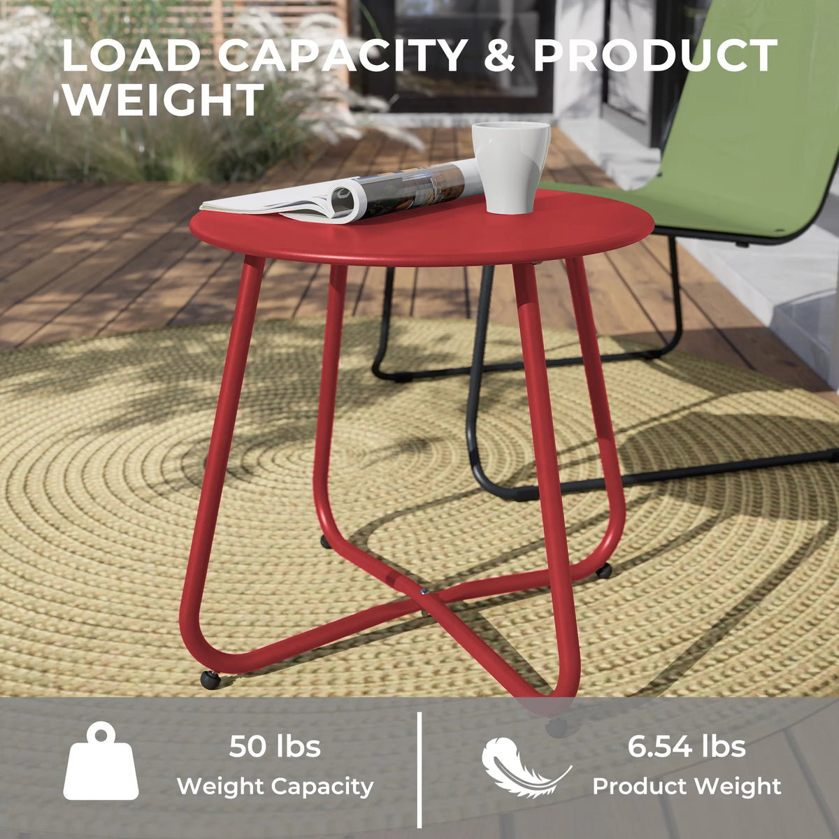 Steel Outdoor Side Table Red J45401