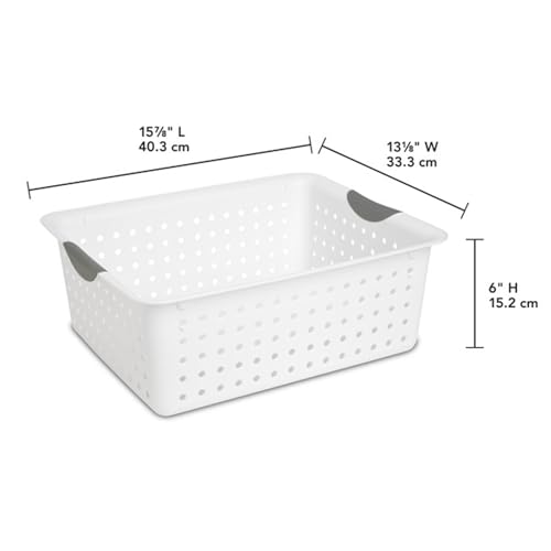 6-Pack White Plastic Storage Basket C417