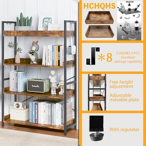 Adjustable 6 Tier Wood and Black Metal Bookcase O43167