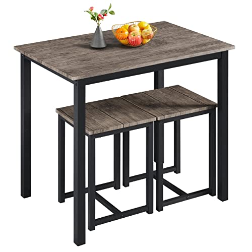 3 Piece Dining Table & Chair Set Gray N322