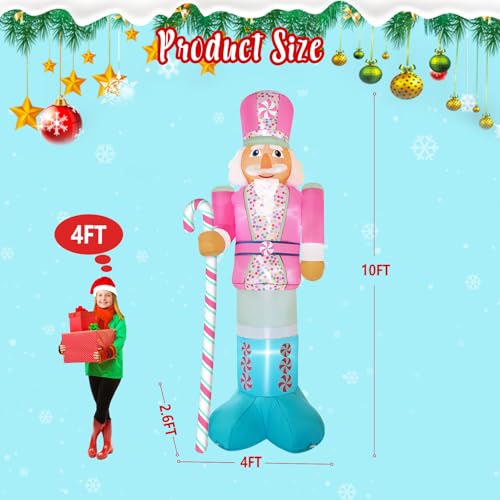 10FT Pink Inflatable Nutcracker with Built-in LED N5715