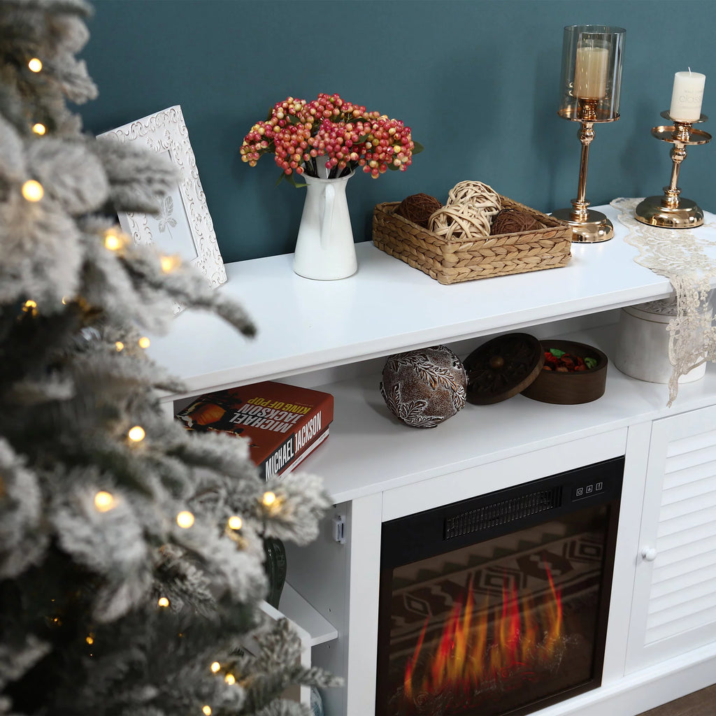 White Electric Fireplace TV Stand B554