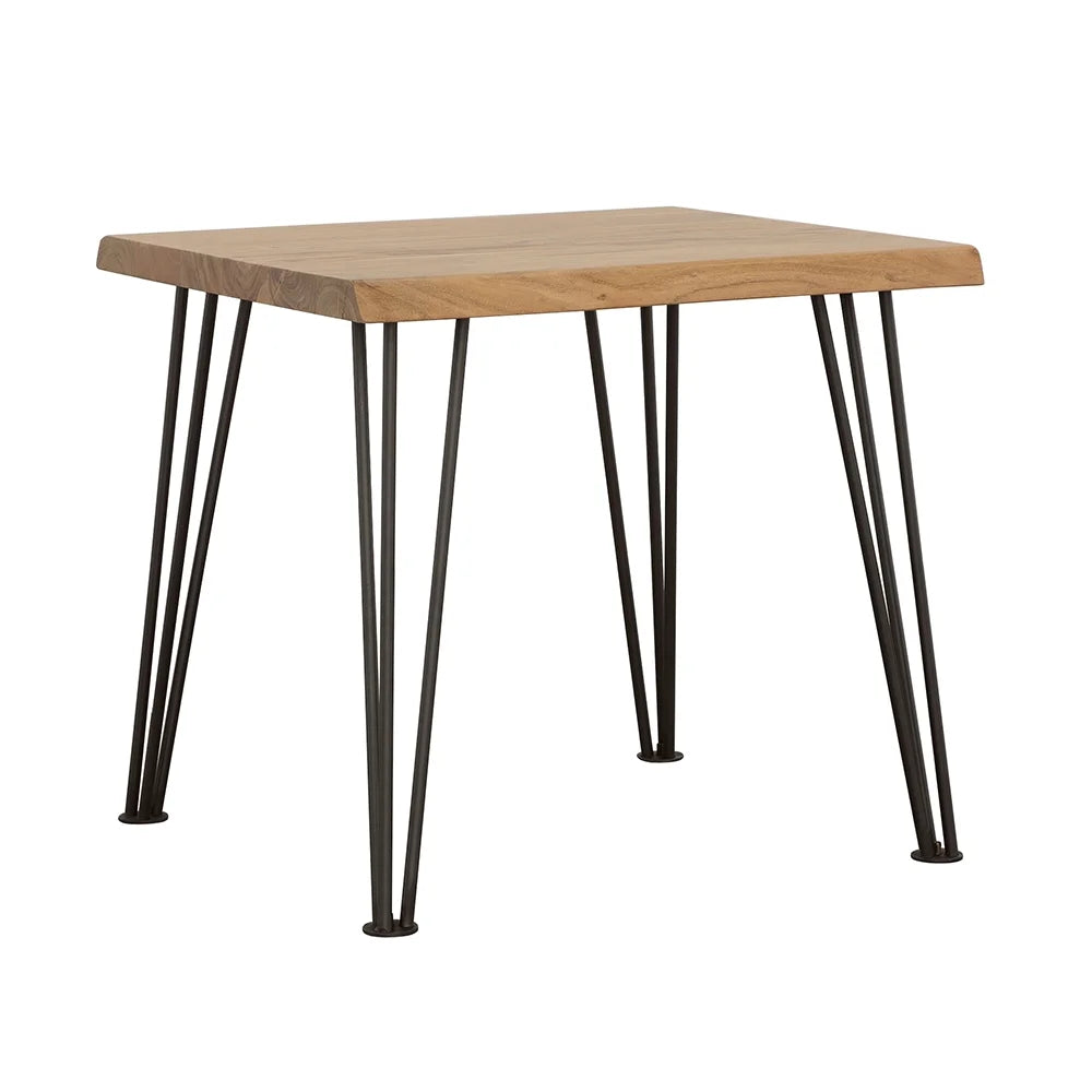 End Table with Hairpin Leg Natural and Matte Black I199