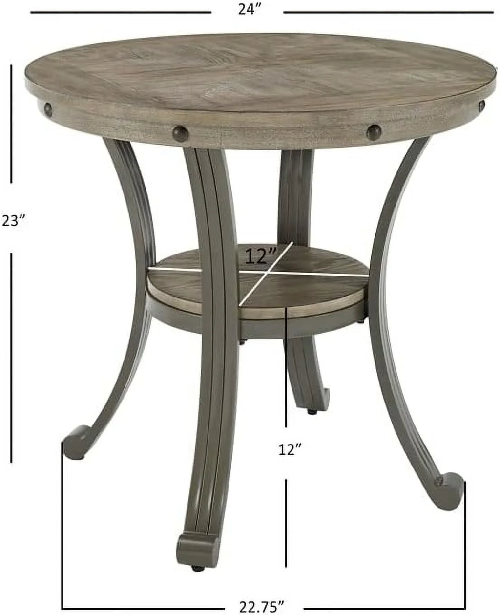 Metal and Wood Round Accent Table X674807