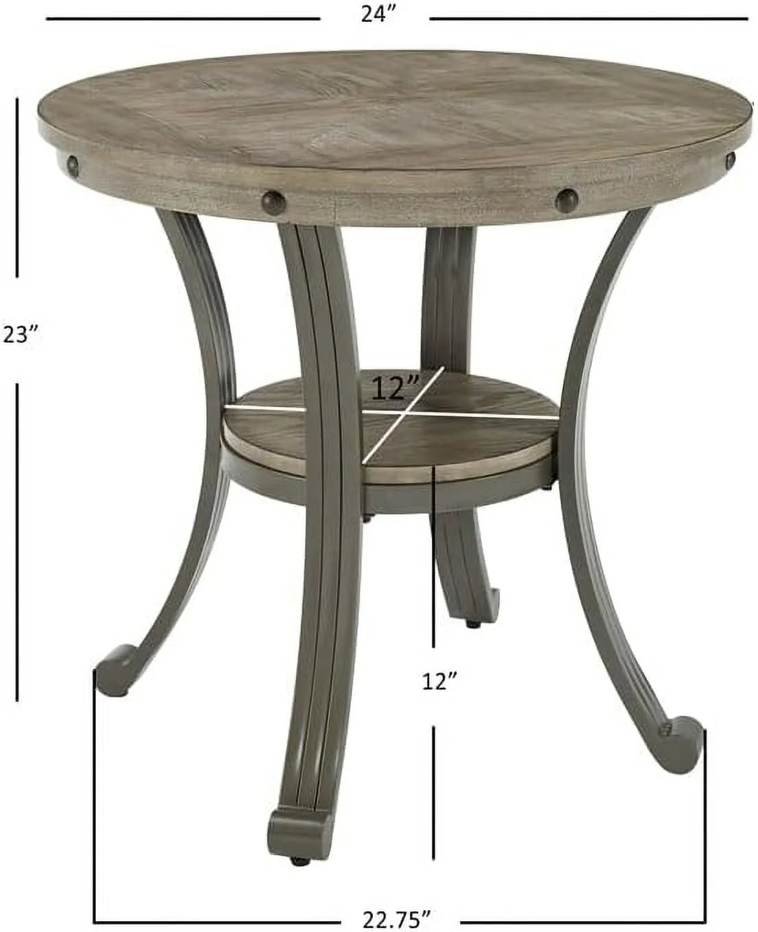Metal and Wood Round Accent Table X674807