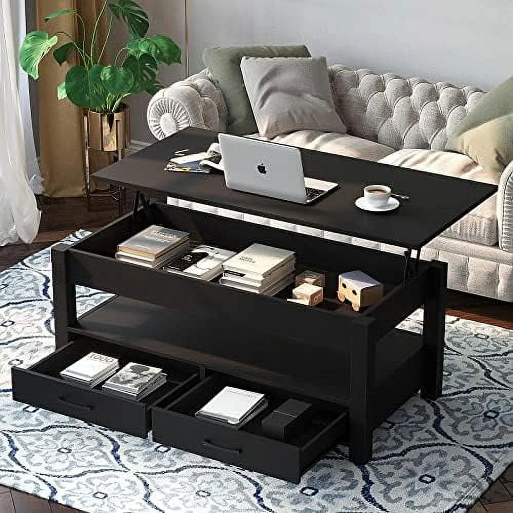 Lift Top Coffee Table with Drawers and Hidden Compartment B4029