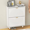White 2 Flip Drawers Slim Shoe Cabinet S744