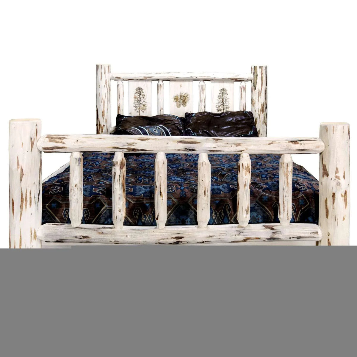 Wood Twin Storage Bed with Pine Design in Natural H496017