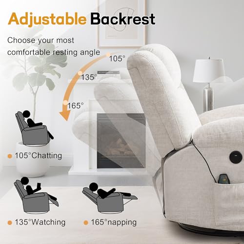 360° Swivel Rocking Recliner with Massage and Heating Y807